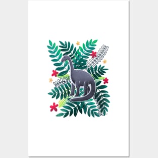 Dinosaur & Leaves - Tropical Posters and Art